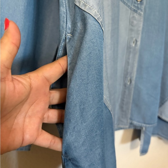 Stella Carakasi Crossroads Tencel Blue Shades Tunic. Asymmetrical Hem, Pockets - Picture 7 of 16